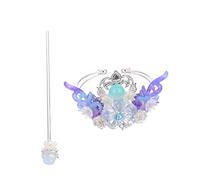 OUNONA Diadème Style Han Chinois 2 Pcs Argenté Dégradé Bleu, Épingles à Cheveux Décoratives Traditionnelles, Accessoires Coiffure Femme, Cérémonie Et Photo, Ensemble Coiffes Anciennes