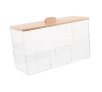 OUNONA Distributeur de Cotons-tiges Boîte de Cotons à Couvercle en Acrylique et Bambou Organisatrice de Maquillage pour Dressing Table et Tiroir