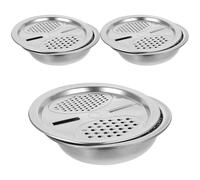 OUNONA Ensemble 3 Pièces en Acier Inoxydable Bassin à Légumes Multifonction Râpe Intégrée et Passoire Empilable pour Fruits et Légumes Cuisine Plusieurs styles