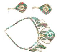 OUNONA Ensemble Collier et Boucles d'Oreilles Bohème en Alliage Bijoux Fantaisie Verts pour Femmes Style Ethnique Solide pour Usage Quotidien et Occasions Spéciales