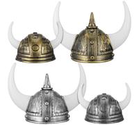 OUNONA Ensemble de 4 Pièces Comprenant Un Casque Viking à Cornes, Un Chapeau de Soldat Romain Et Des Casquettes de Guerrier Médiévales en Plastique, Idéal pour Halloween, Les Déguisements Et Les