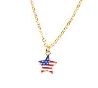 OUNONA Ensemble de Bijoux pour Femme Collier Pendentif D'étoile et Drapeau Américain en Alliage Or, Chaîne Ajustable, Présent pour DIY Jewelry