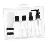 OUNONA Ensemble de Flacons de Voyage 80ml, Kit Toilette Portable, Bouteilles en Plastique Légères et Étanches Pulvérisateur, Pompe et Pots pour Soins Peau, Paquet de Rangement, Voyage