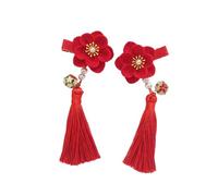 OUNONA Épingle à Cheveux Fleur Garçon et Filles 2Pcs Pince à Cheveux Pompon Style Chinois Accessoire Mignon pour Fille pour Tenues Traditionnelles Facile à Clipser