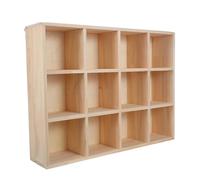 OUNONA Étagère Murale en Bois Naturel 12 Compartiments 39,6 X 29,7 Cm Boîte de Rangement Murale Compartimentée pour Bibelots Tasses la Cuisine Bureau Décoration Intérieure