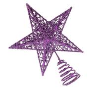 OUNONA Étoile Creuse Pailletée Sommet du Sapin de Noël Décoration de Sapin en Fer Violet 20 CM Ornement Scintillant pour Intérieur et Lieux Festifs