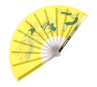 OUNONA Éventail Pliant de Style Tai Ji en Acier Inoxydable, Jaune