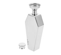 OUNONA Flasque Acier Inoxydable Forme Cercueil Hexagonal Halloween Flasque de Poche Portable avec Entonnoir Design Gothique pour Whisky Liqueur Cadeau Pratique et