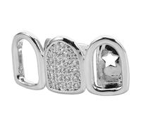 OUNONA Grills Dentaires Pour Rappeurs En Argenté Et Zircone, Design Creux En Cuivre, Adaptés Aux Fêtes Et Scènes