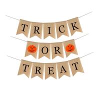 OUNONA Guirlande d'Halloween en Tissu à Motifs Lettres Fanion en Lin Naturel Bannière Suspendue Décorative 3 M Décoration Extérieure et Intérieure pour Fête Halloween