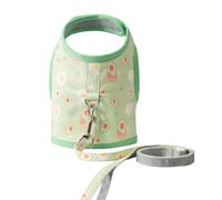 OUNONA Harnais Confortable avec Laisse Vert en Tissu en Maille et Suède Design Adorable, Type Gilet Léger pour Chat et Chiot Recommandé pour 3-7 Kg