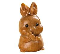 OUNONA Lapins Bois Décoration Figurine Lapin Statue Ornements Petites Figurines Suspendu avec Carotte