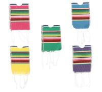 OUNONA Lot 5 Mini Ponchos à Bière Rayures Arc-en-Ciel en Coton, Couvre-Bouteilles Mexicain, Décorations Fête Cinco De Mayo, Accessoires pour Bouteilles De Bière Et Soda, Usage Intérieur Et Extérieur