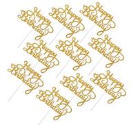 OUNONA Lot de 10 Décorations de Gâteau d'Anniversaire Dorées Décorations de Cupcake en Papier pour Fête Fournitures de Fête Anniversaire Accessoires Décoratifs pour Desserts