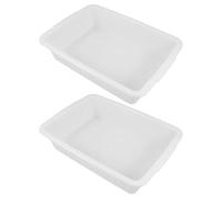 OUNONA Lot de 2 Bac de Retention Produit Chimique en Plastique Blanc Rectangulaire, Plateau D'expérimentation Étanche pour Enseignement et Organisation de Laboratoire