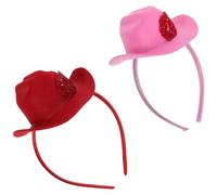OUNONA Lot de 2 Bandeaux Chapeau Cowboy en Tissu Non Tissé avec Strass, Accessoires pour Fêtes Beach Events et Cosplay Nights, Style Ludique et Forme Chapeau pour Femmes