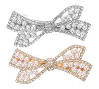 OUNONA Lot de 2 barrettes à cheveux avec nœud en strass : élégantes barrettes à ressort - Barrettes décoratives pour femmes avec fausses perles - Accessoires de mariée