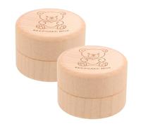 OUNONA Lot de 2 boîtes à souvenirs pour la première dent, petite boîte | Boîte de rangement pour dents et boucles, coffret en bois à motif d'ours, pour conserver la première coupe de cheveux