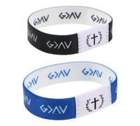 OUNONA Lot de 2 Bracelets Bibliques Élastiques Bleu-Blanc et Noir-Blanc Versets Bibliques Bracelet de Poignet Spirituel Unisexe Accessoire Inspirant pour Événements Religieux et