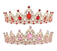 OUNONA Lot de 2 diadèmes à strass pour petites filles, couronnes de princesse, accessoires pour cheveux, couronnes à paillettes, anniversaire