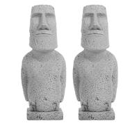 OUNONA Lot De 2 Figurines Tête Moai De L'Île De Pâques Décoration Jardin Maison Aquarium Sculpture Abstraite 2.8X1.2X0.8 Pouces