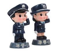 OUNONA Lot de 2 Mini Figurines de Policier en Plastique Coloré Modèles Homme et Femme Décoration Gâteau d'anniversaire pour Fête et Événement