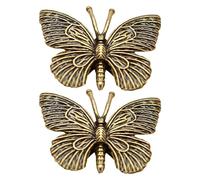 OUNONA Lot de 2 ornements de papillon - Petite sculpture - Décoration de Noël - Papillons de jardin - Pour mini statues de papillon - 3D - En laiton doré