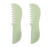OUNONA Lot de 2 peignes ergonomiques : peigne Gua Sha en jade vert clair pour le massage du cuir chevelu et du visage - Outil de massage méridien pour le soin des cheveux et de la peau