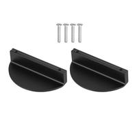 OUNONA Lot de 2 Poignées Demi-Lune Aluminium pour Meubles de Bibliothèque et Dressing Entraxe 64Mm Finition Noire pour Tiroirs et Armoires Couleur Aléatoire