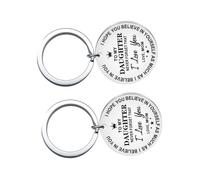 OUNONA Lot de 2 Porte-Clés Créatifs «À Ma Fille» en Acier Inoxydable Pendentif Rond Lettre Ornements Délicats Présent Anniversaire et Décoration Paquet à Main ou Paquet à Dos