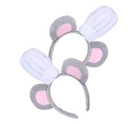 OUNONA Lot de 2 Serrage-Têtes Oreilles de Souris Gris en Tissu Doux avec Mini Toque de Chef Accessoires de Déguisement Souris pour Adultes Bandeaux de Fête et Costumes Animaux pour