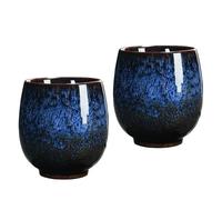 OUNONA Lot de 2 Tasses à Thé en Céramique 150 Ml Tasses Kung Fu Bleues pour Cérémonie de Thé et Dégustation Zen