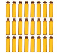 OUNONA Lot de 24 bocaux en Verre ambré de 20 ML avec Bouchon en liège : Petites Bouteilles vides, flacons à souhaits Marron, flacons Transparents pour Message, Mariage, Anniversaire, fête