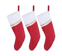 OUNONA Lot de 3 Chaussettes de Noël géantes en Feutre - 43 cm (17 Pouces) Rouges et Blanches à Suspendre à la cheminée, décorations pour Les Cadeaux du Père Noël, Les Petits présents et Le