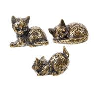 OUNONA Lot De 3 Figurines Déco Chats en Laiton Massif, Mini Statues Vintage Compactes, Ornements De Bureau pour Décoration Intérieure Et Collection, Style Rétro, Finition Lisse