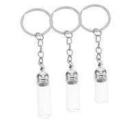 OUNONA Lot De 3 Flacons De Parfum En Verre Transparent Porte-clés, Mini Taille, Flacon De Parfum De Voyage Rechargeable, Décoration Suspendue Multifonction Pour Femme Bouchon Acrylique Argenté