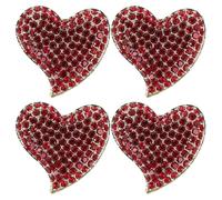 OUNONA Lot de 4 broches de Saint Valentin Broche cœur rouge Broche amour strass pour fête et mariage bijoux en forme de cœur pour femmes filles, enterrement de vie de jeune fille,
