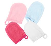 OUNONA Lot de 4 Moufles de Nettoyage du Visage Souples et Réutilisables, Taille Moyenne, Démaquillants Résistants à L’eau, pour Femmes, Usage Quotidien à Domicile, Couleur Aléatoire