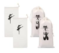 OUNONA Lot de 4 Paquet de Rangement à Cordon pour Pantoufles de Danse Classique Paquet en Satin Noir Taille Moyenne Protection L'Humidité pour Ballerines et Pointes Rangement