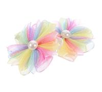 OUNONA Lot de 4 Pinces à Cheveux Décoratives à Fleurs en Tissu Tulle, Petites Tailles, Colorées, pour Filles Garçon et Filles, Accessoires Coiffure pour Anniversaires et Cosplay