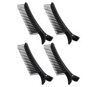 OUNONA Lot de 4 Pinces à Cheveux pour Coiffure Professionnelles, Taille Moyenne, Clips de Sectionnement Robustes Noirs, Accessoires Salon pour Séparation Précise des Mèches et Maquillage