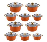 OUNONA Lot de 5 casseroles en acier inoxydable avec couvercles en verre, ustensiles de cuisine à induction, marmites à double poignée pour soupe, pâtes, ragoût