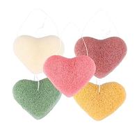 OUNONA Lot de 5 Éponges Nettoyantes Visage en Cœur Petit Format Exfoliantes Contrôle de L'excès de Sébum pour Peau Sensible Usage Quotidien Nettoyage en Profondeur