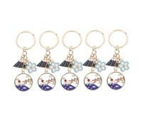 OUNONA Lot De 5 Porte-Clés En Forme De Fleur De Cerisier Breloques En Vrac En Émail Pour De Fête Décoration De Clé De Voiture En Alliage De Zinc