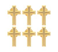 OUNONA Lot de 6 broches chrétiennes : épinglette croix calice pour la première communion - Broche religieuse vintage dorée, cadeau pour femmes et hommes