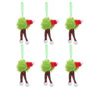 OUNONA Lot de 6 décorations de Noël en Fourrure : Longue Peluche, écharpe rayée et Bonnet de Père Noël, décorations à Suspendre pour Les fêtes de Fin d'année.