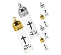 OUNONA Lot de 6 Mini Bouteilles en Verre pour Eau Bénite Catholique Flacons de Baptême Vides Couvercles Étanches Décorations Religieuses Transparentes Usage Cérémonies et Maison 3