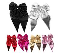 OUNONA Lot de 6 nœuds pour cheveux : grands nœuds, rubans, barrettes à longue queue avec clips métalliques pour femmes et filles, accessoires de fête d'Halloween et de Noël