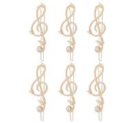 OUNONA Lot de 6 Pinces à Cheveux en Métal Fines Décorations en Fausses Perles, Barrette Clé de Sol Antidérapante, Accessoires pour Cheveux de Concert et Coiffures Élégantes au Quotidien