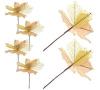 OUNONA Lot de 6 Tiges de Fleurs Artificielles Pailletées Jaunes de Noël Branches Décoratives pour Sapin Compositions Végétales et Couronnes Festives Ornements Solides pour Décoration
